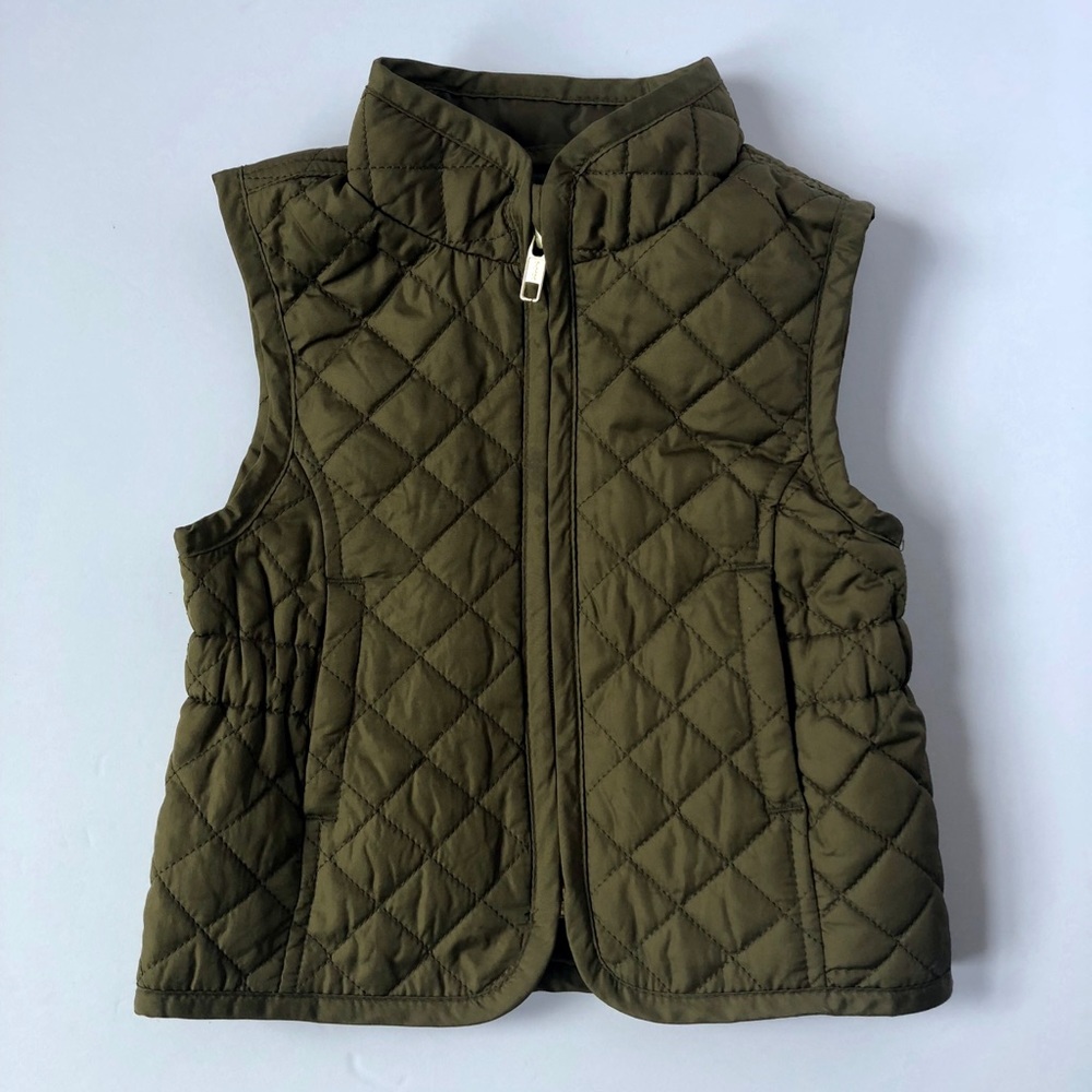 Old Navy Quilted Vest Olive Army Green 12-18 m